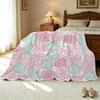 Lightweight Flannel Blanket Floral Seashell Print, Soft Cozy & Warm, Perfect for Home Decor, Relaxing, Halloween & Christmas