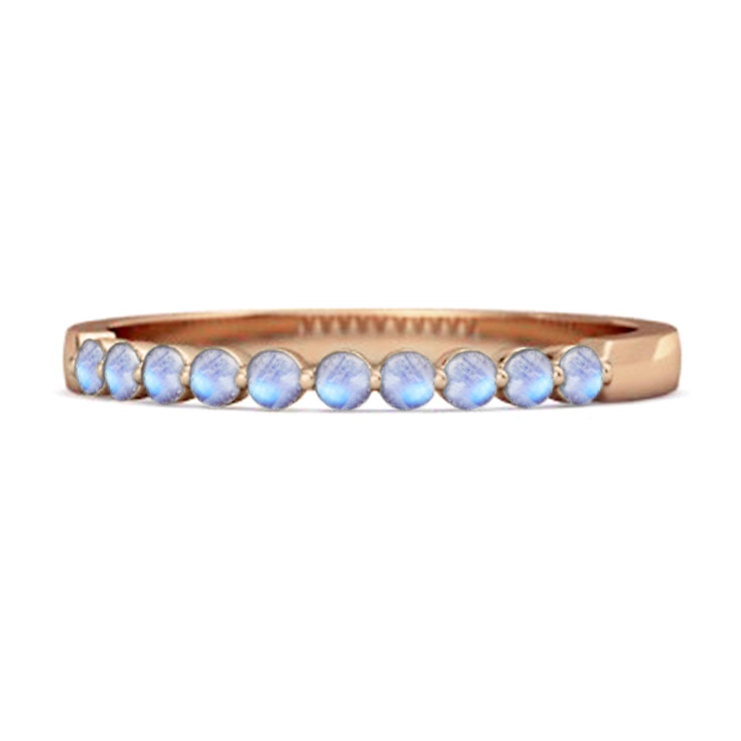 

Moonstone Half Eternity Design Band Ring -925 Sterling Silver Rose Gold Vermeil 11