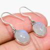 Natural Rainbow Moonstone Gemstone 925 Solid Sterling Silver Earring 1.25" O7e86