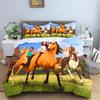 Spirit Riding Free Cartoon Horse Bedding Set Running Horses Print Duvet Cover Pillowcase Soft Kids Bedroom Bed Linens