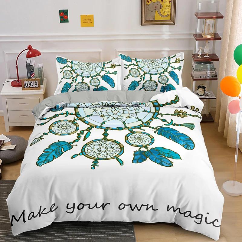 Dreamcatcher King Queen Duvet Cover Bohemian Style Bedding Set For Teen Girl Women Orange Sunset Scenery 2/3Pcs Soft Quilt Cover