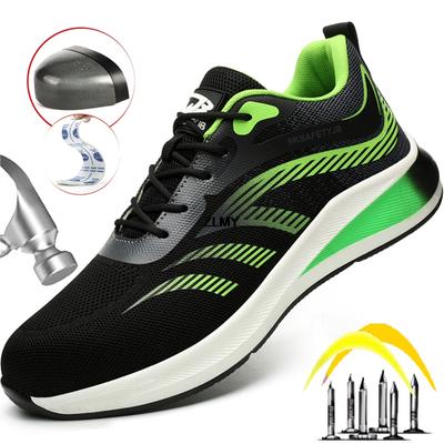 Chaussures de sécurité légères pour hommes Baskets à embout en acier Anti-perforation Anti-écrasement Bottes de sécurité de travail Chaussures de travail pour hommes à la mode Chaussures de protection
