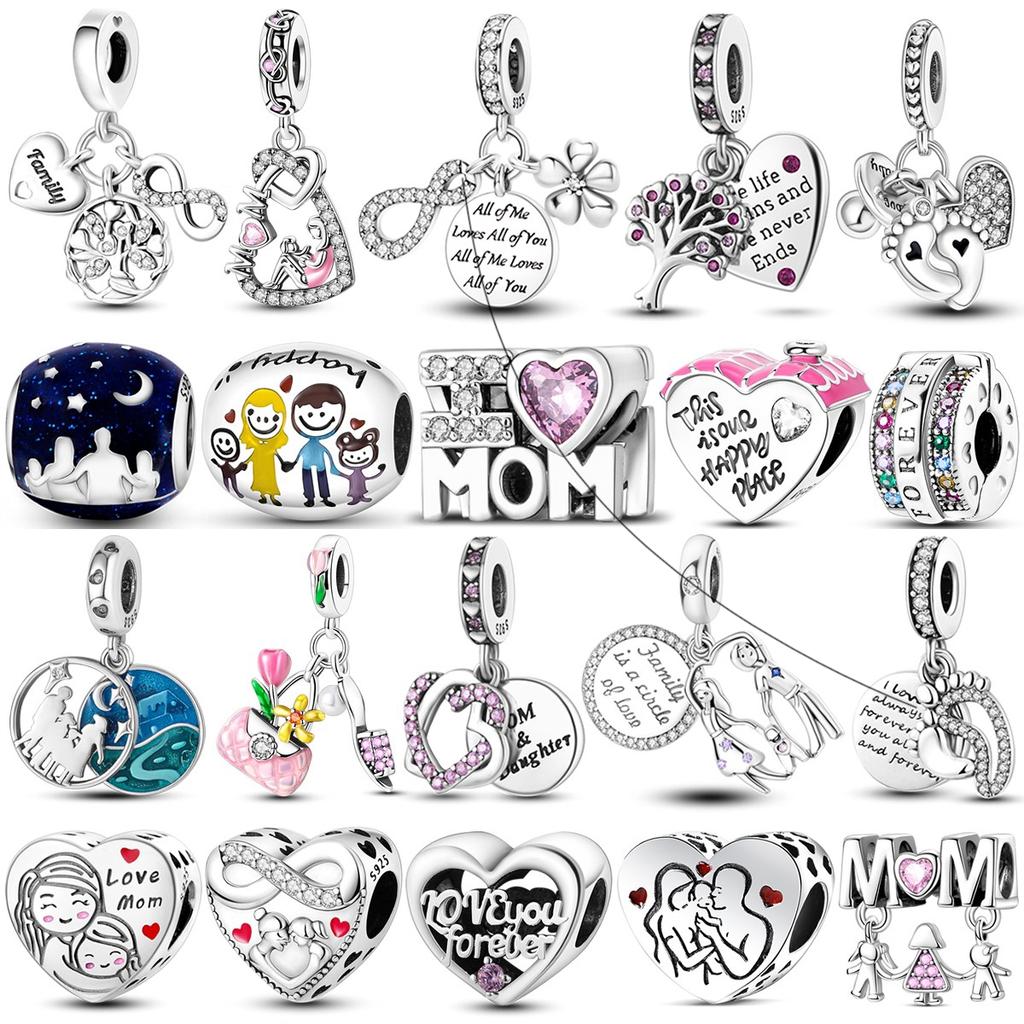 Copper Mother'S Gift Charm Bead Mom Love Happy Family Dangle Fit Original Sale Bracelet Necklace Diy Jewelry