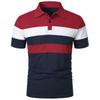 Men's Chest Three Stripes Color Blocking Fashion with Men's Lapel Short Sleeve