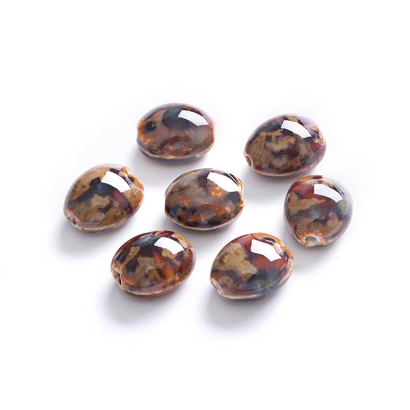 5 ks 21x18mm květinová glazura porcelánové korálky Široké fazolové keramické korálky pro výrobu šperků DIY kouzla Náramek Náhrdelník řemesla