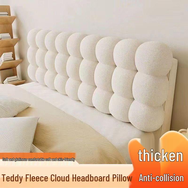Creamy Snowball Tatami Bed Backrest Cushion: Thickened Teddy Fleece Upholstery 2024