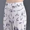2025 Summer New Versatile Elastic Waist Straight Leg Pants Cuihua Print - Slimming, Stretchy Women's Long Trendy Body Shaping Pants