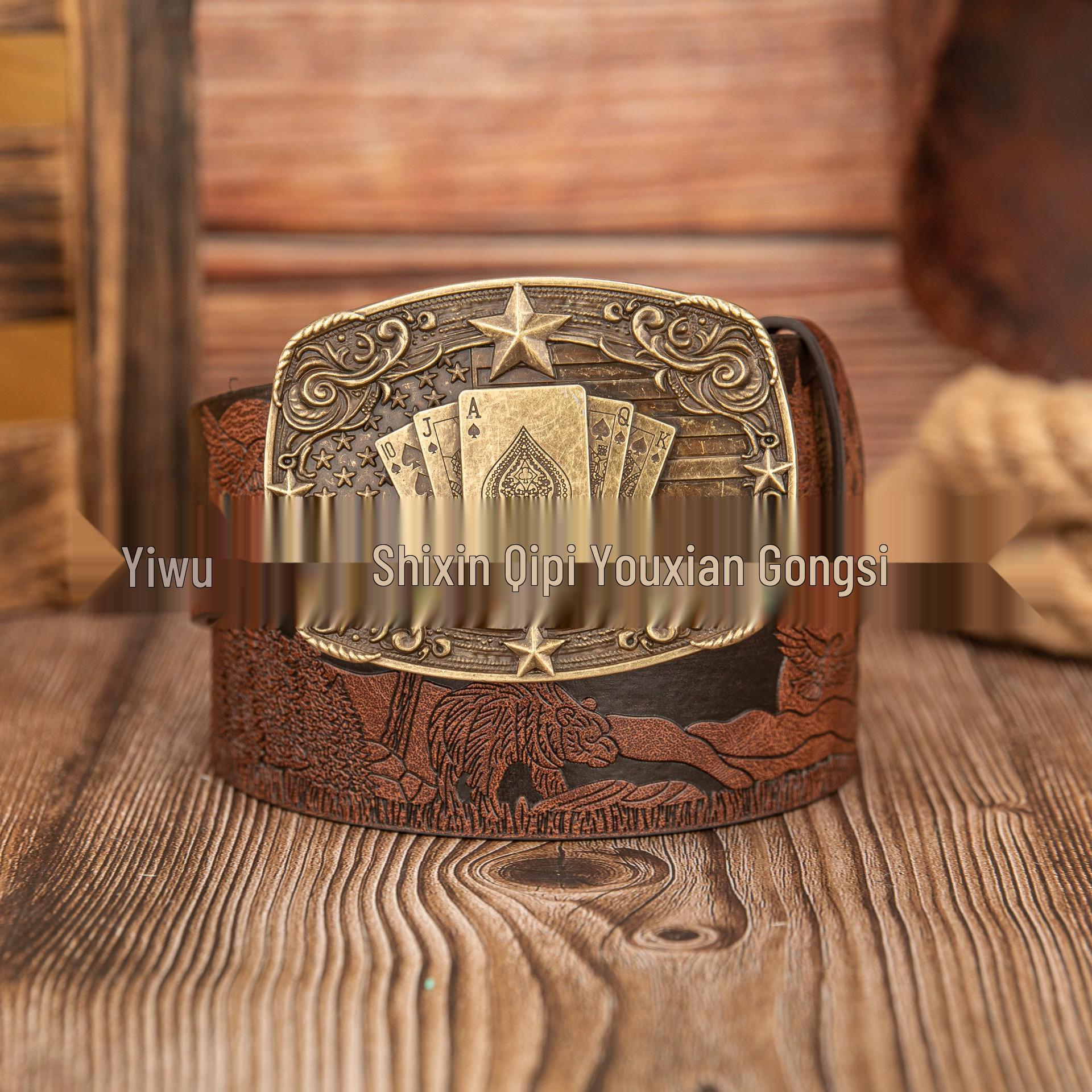Retro Symmetrical Star Pattern PU Leather Unisex Belt 120 cm коричневый