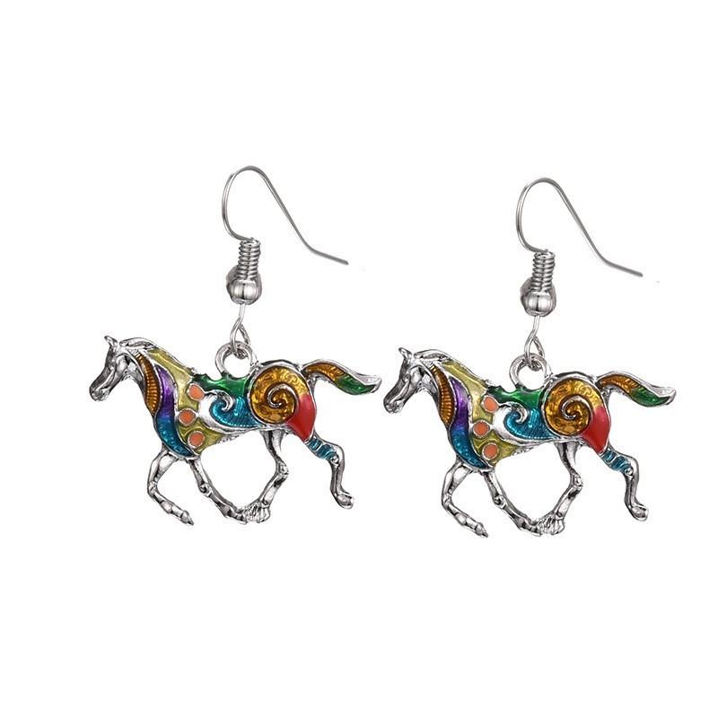 Ensemble Collier Boucles d'oreilles Pendentif Poney Arc-en-ciel Tendance avec Design Dégradé Coloré
