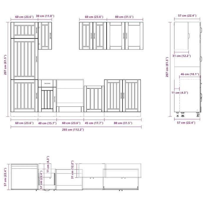 VidaXL Ensemble de 8 meubles de cuisine "Lucca" en chêne Sonoma 3314804