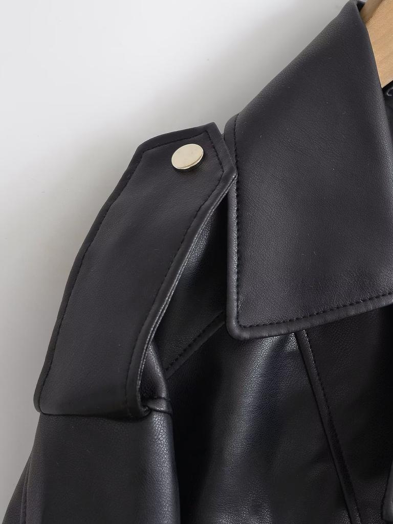 European and American Style, New Women's Clothing, Fashionable, Classic Versatile Fashion, Locomotive Imitation Leather Jacket