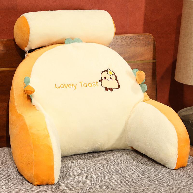 Bedhead Backrest Pillow Dormitory Reading Pillow Pregnant Women Protect Their Waist Plush Cartoon Pattern Seat Cushion with Zipper