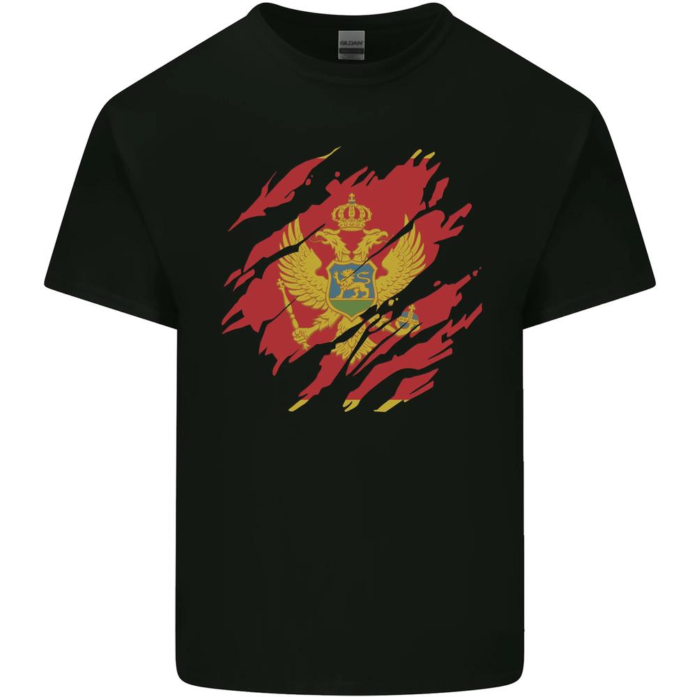 Torn Montenegro Flag Montenegrin Day Football Kids T-shirt Boys Girls M