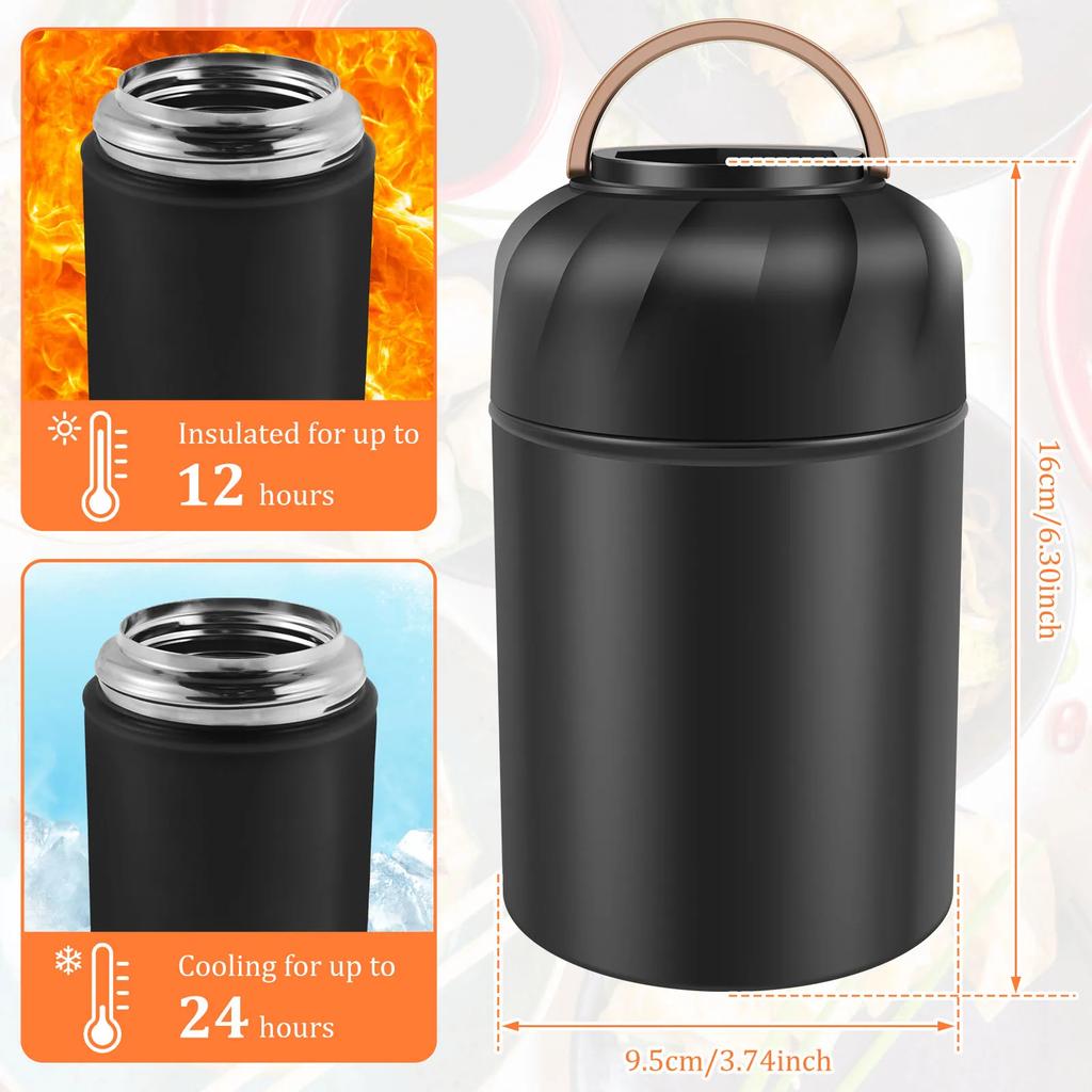 500ml Vacuum Insulat Food Jar Stainless Steel Lunch Box with Spoon Thermal Food Container Vacum Insulat Cup Leak Proof Bento Box