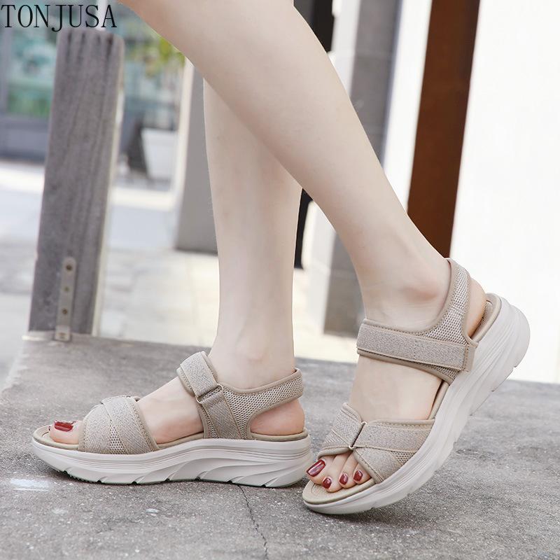 Light Casual Sports Comfortable Thick-soled Velcro Large Size Women's Sandals
