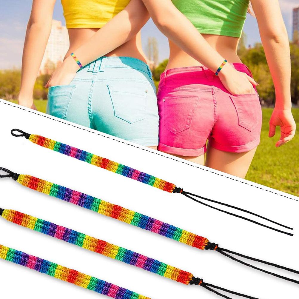 1PCS Rainbow Bracelet Handmade Braided Adjustable Friendship String Bracelet for Boys Girls
