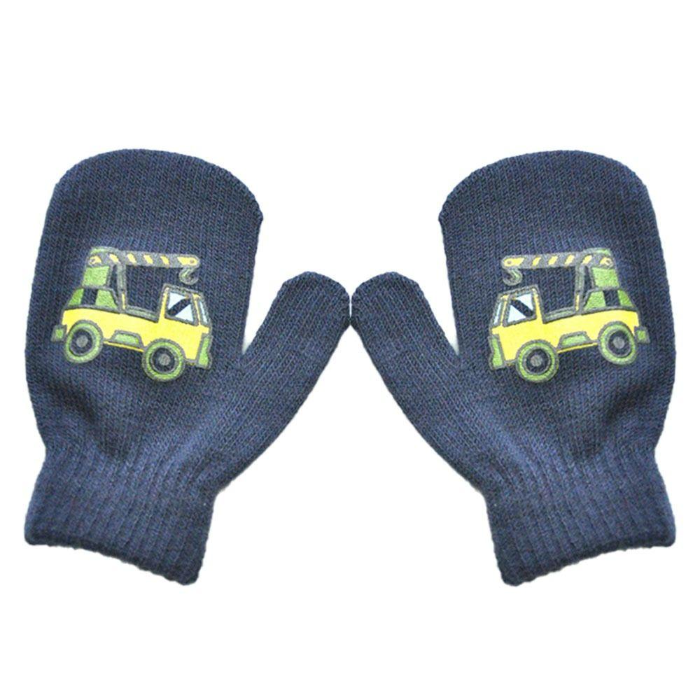 2 Pairs Thick Full Finger Toddler Boys Girls Thick Warm Knitted Gloves Mittens Cute
