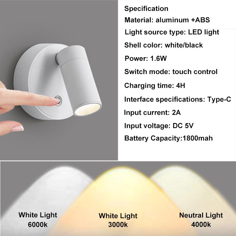 17 Models Remote Control Wall Light Touch Night Light 360 Degree Rotation Bedroom Bedside Light RGB Color Change Dimmable