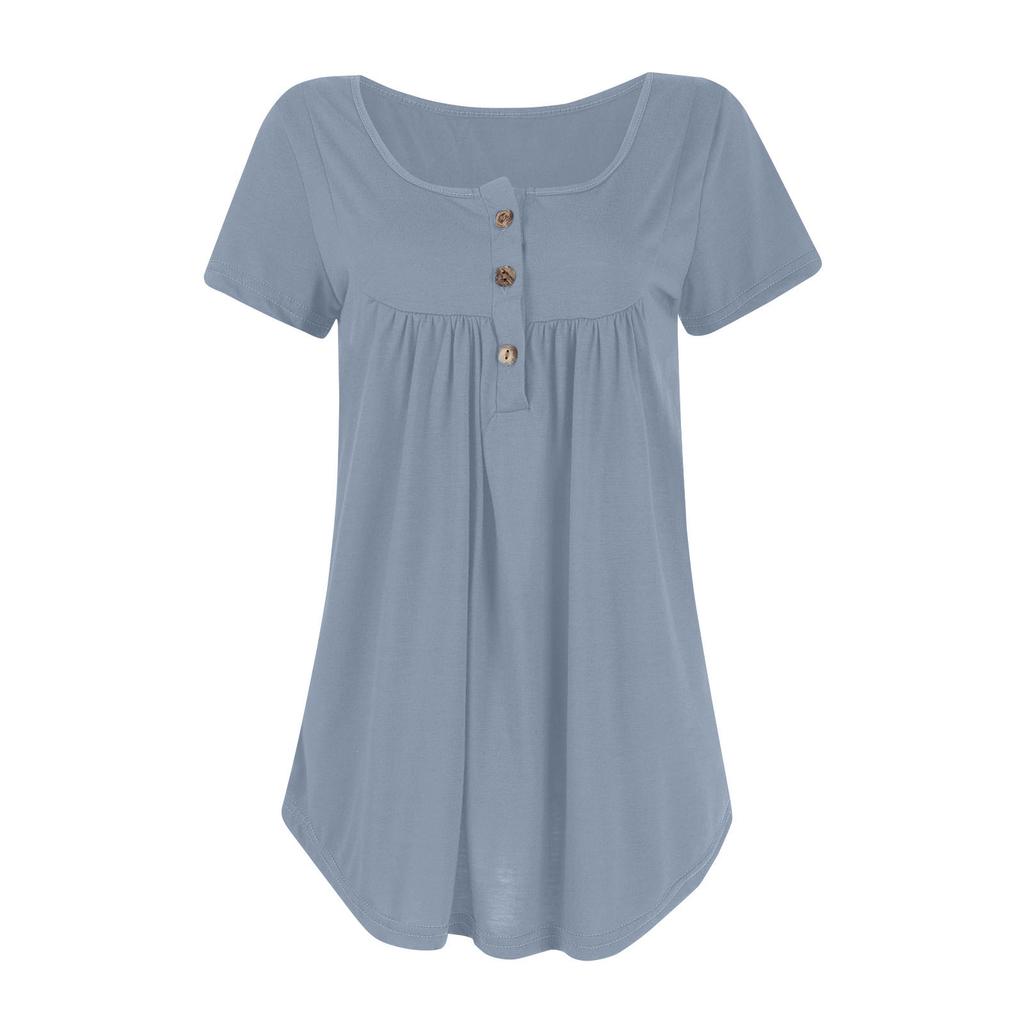Damen Freizeit T-Shirt Rundhals Pullover Kurzarm Top