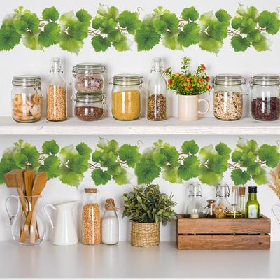 Verse Groene Bladeren Wijnstok Restaurant Keuken Achtergrond Muur Decoratie Muursticker