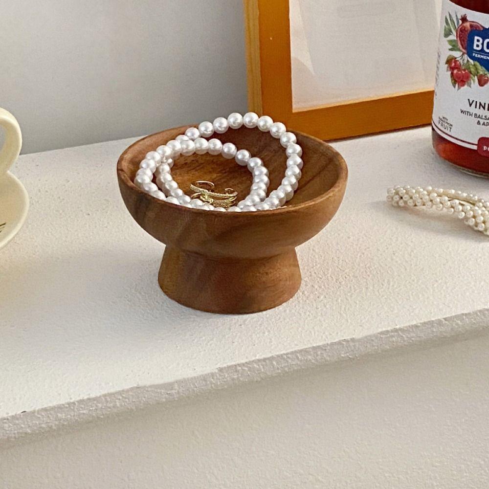 Ear Studs Case Jewelry Storage Tray Retro Wooden Fruit Tray  Snacks Display