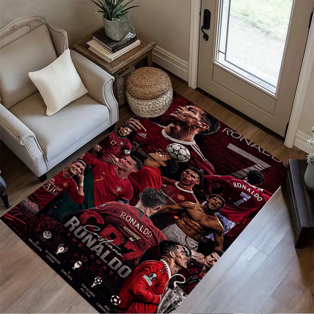 Cr7 Football Legend Floor Mat Design for Outdoor Study room Dining Room Entryway Antislip Carpet Anime Office Decor Perfect Gift for Women/Men