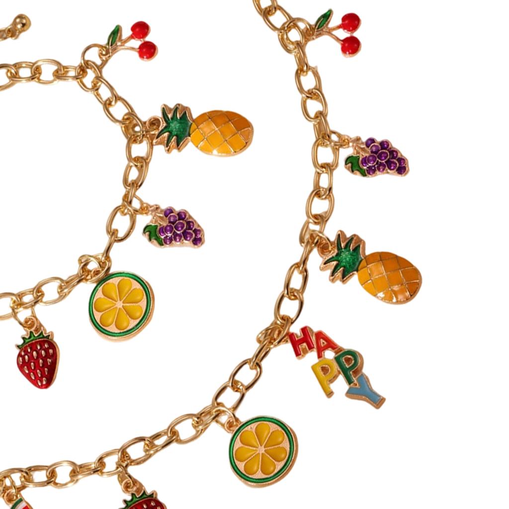 Trendy Fruit Bracelet and Necklace Set Stainless Steel Texture Suitable for Fashion Lovers Various Occasions Wear