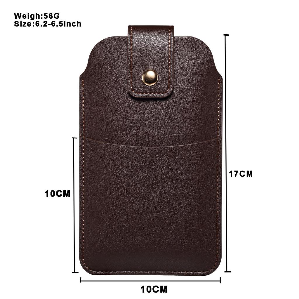 Slim Outdoor Leather Fanny Pack with Card Slots & Magnetic Buckle Phone Case