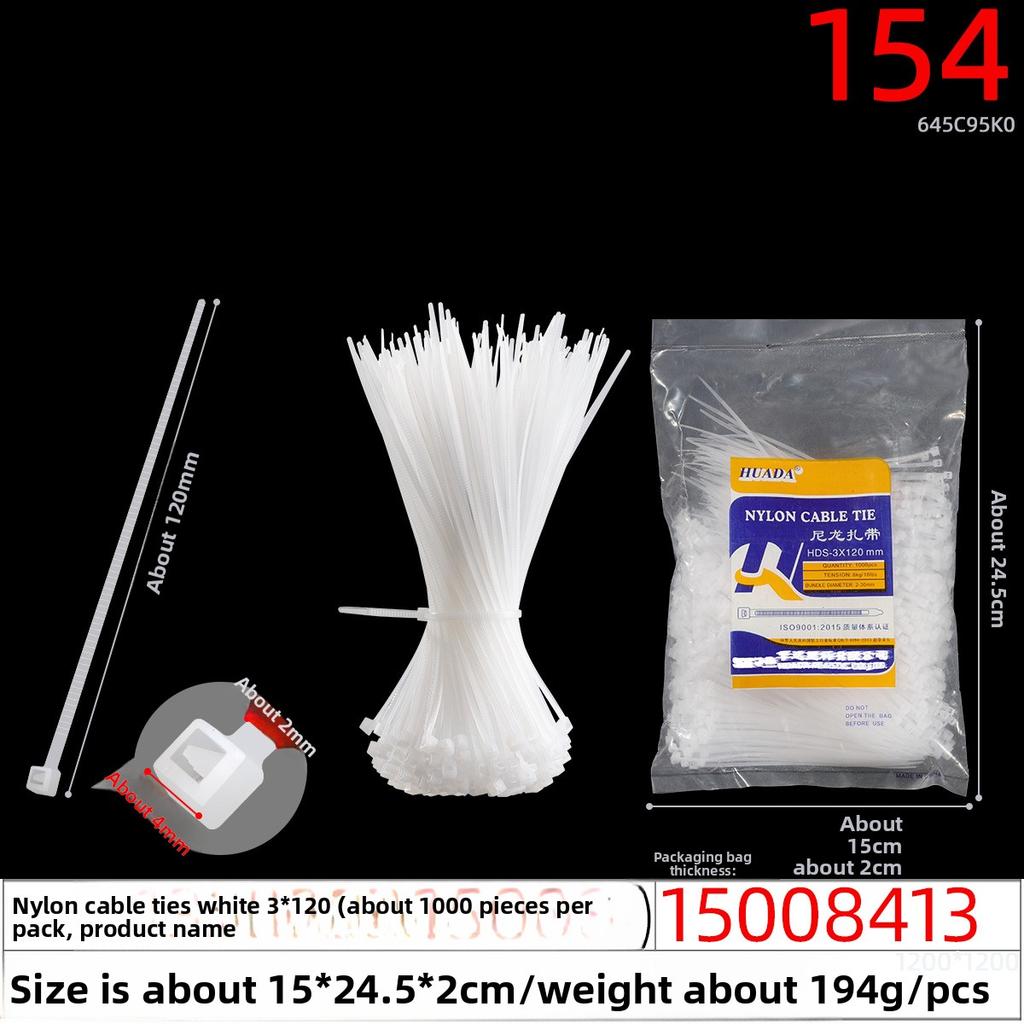 Large White Nylon Cable Ties of 4*150*4*200*5*250*3*60*3*80
