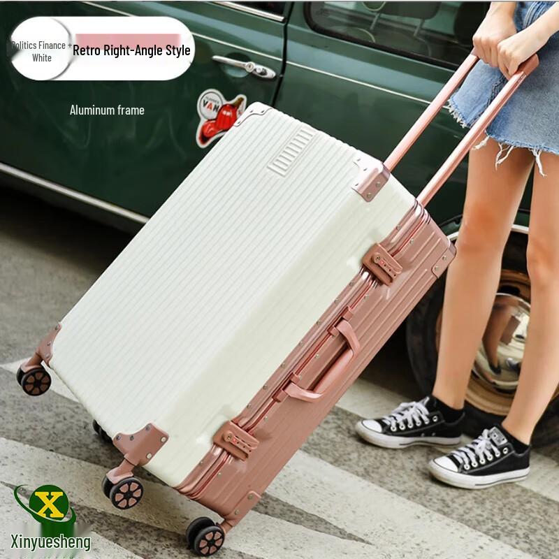 Vintage 24-inch Aluminum Frame Suitcase with Universal Wheels