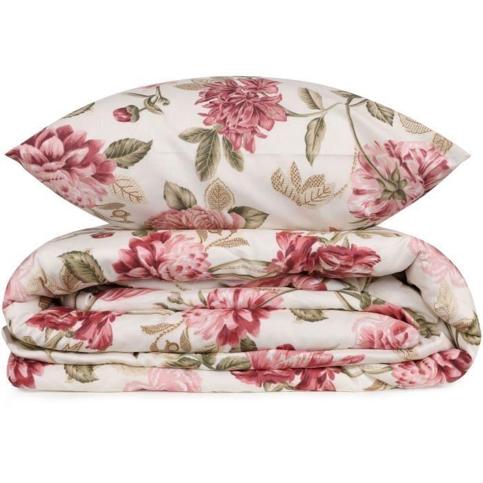 Bettwäsche-Set – 1 Bettbezug (220 x 240 cm) + 2 Kissenbezüge (60 x 60 cm) – 65 % Baumwolle, 35 % Polyester – Creme