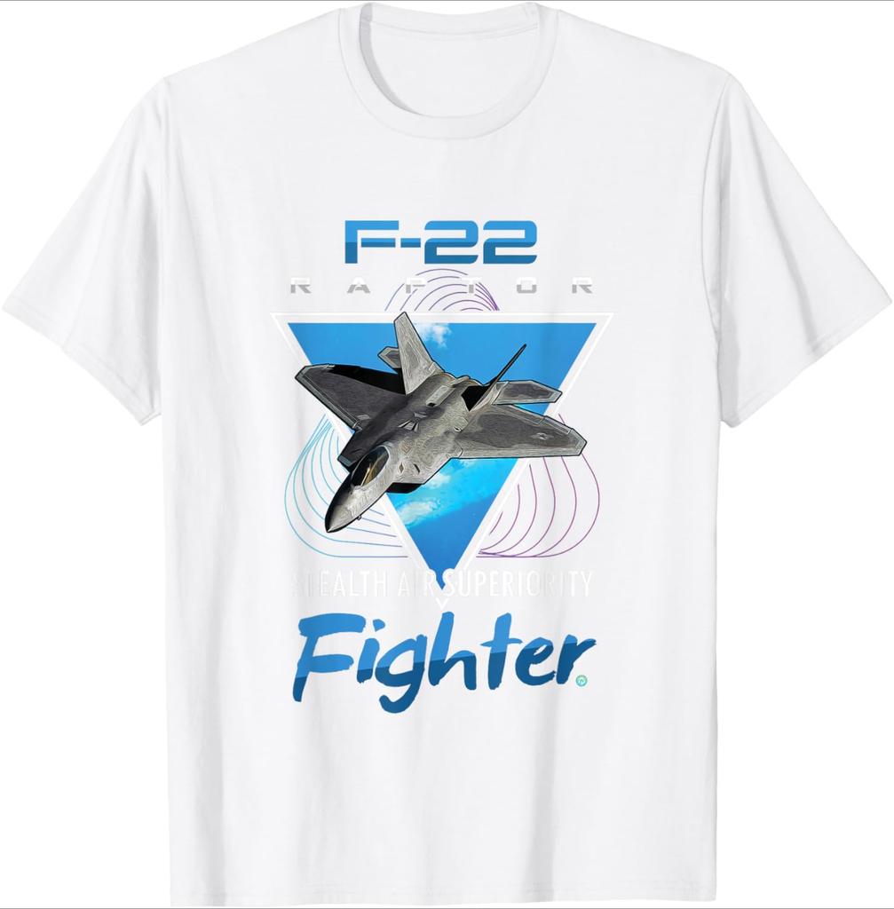 F22 Raptor Stealth Fighter Jet pattern design100 cotton summer Oneck short sleeve casual printed mens Tshirt