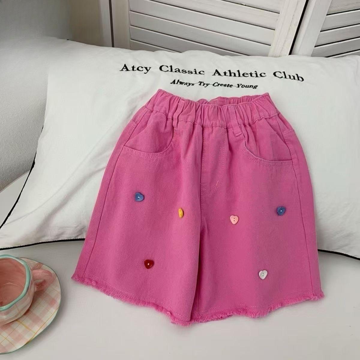 

Девочки Брюки Летние Шорты Розовые Пуговица Мода Детские Джинсовые Шорты Брюки Пять Четвертей 170