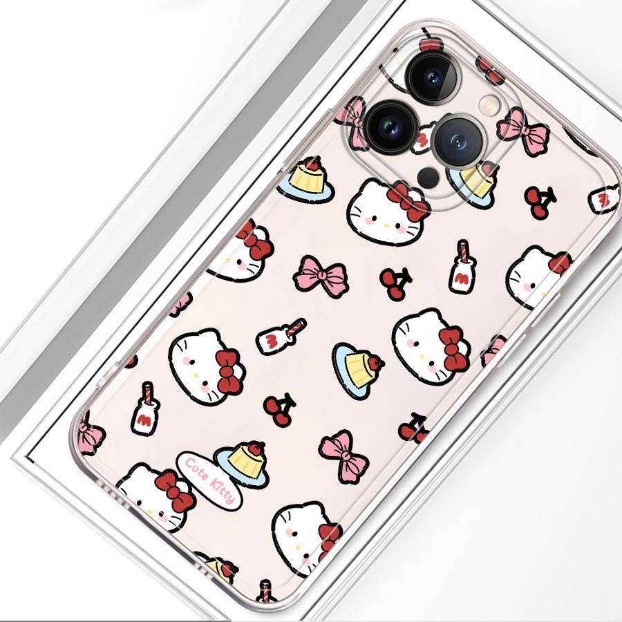 Sanrio Cartoon Hello Kitty Case for iPhone 17 Pro Max 12 Mini 7 8 XR 11 15 14 Plus 13 Pro Air 16 XS Max Soft Phone Cover