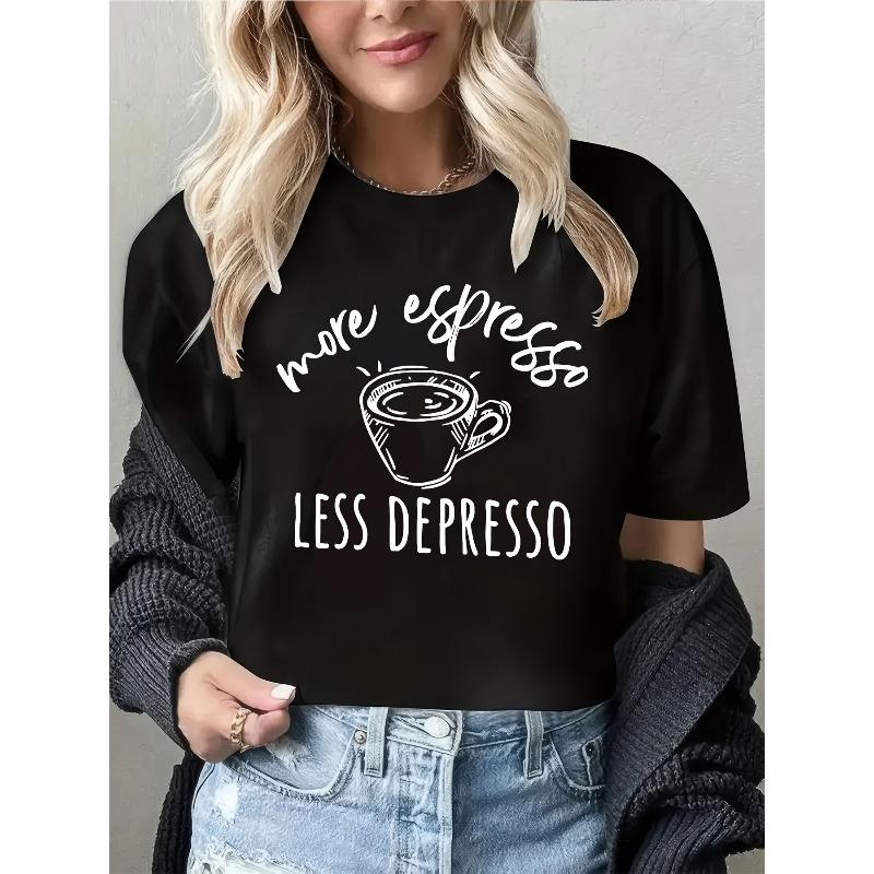 European size Graphic Print T-shirt, Short Sleeve Crew Neck Casual Top for Summer & Spring, Women's Clothing