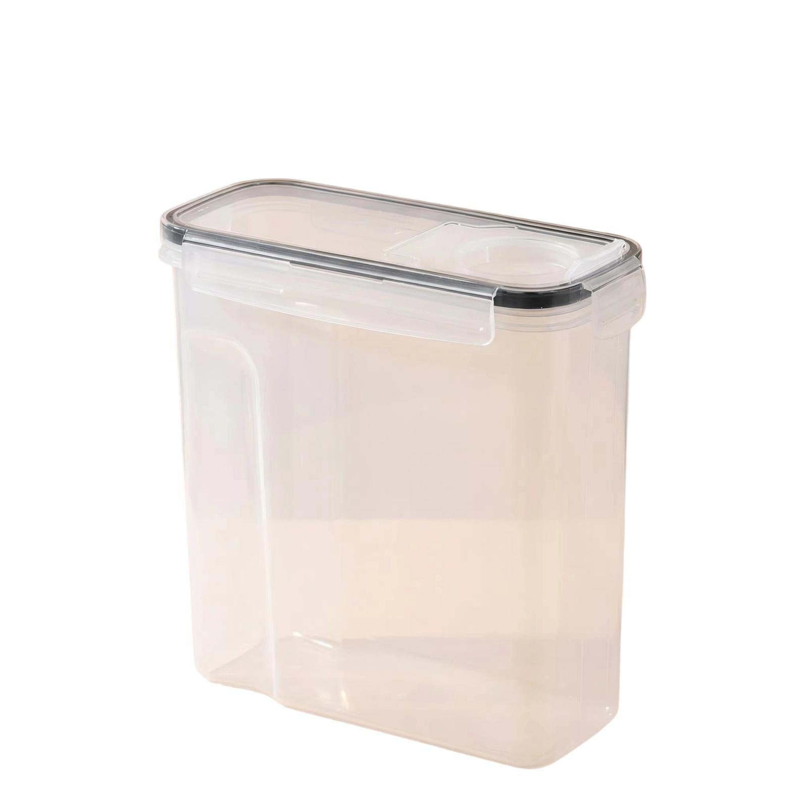 Kitchen Food Storage Box, Transparent Plastic Sealed Jar for Grain Cereal Flour