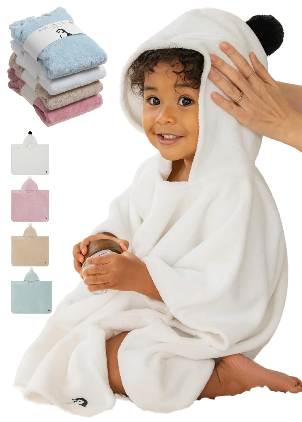 

Konny Детское полотенце с капюшоном Сертифицировано Предотвращает простуду после купания Впитывающее Банное полотенце Для купания Пончо для купания с капюшоном Пушистое Для младенцев от 0 до 3 лет -