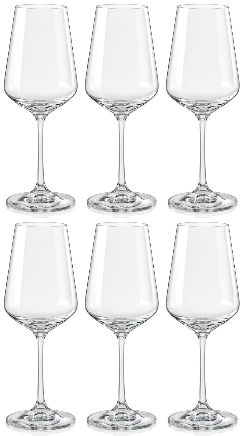 

Bohemian Glass SANDRA Glass Wine Glasses, Set of 6, 350ml, Dishwasher Safe, Crystallex, 40728-350-6