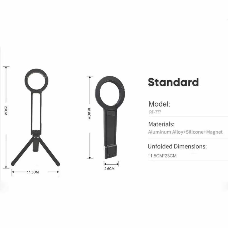 Magnetic Phone Tripod with Carabiner Clip Portable Dual-Side Phone Stand Desk Mount Selfie Handle Holder for iPhone 14-17 ProMax