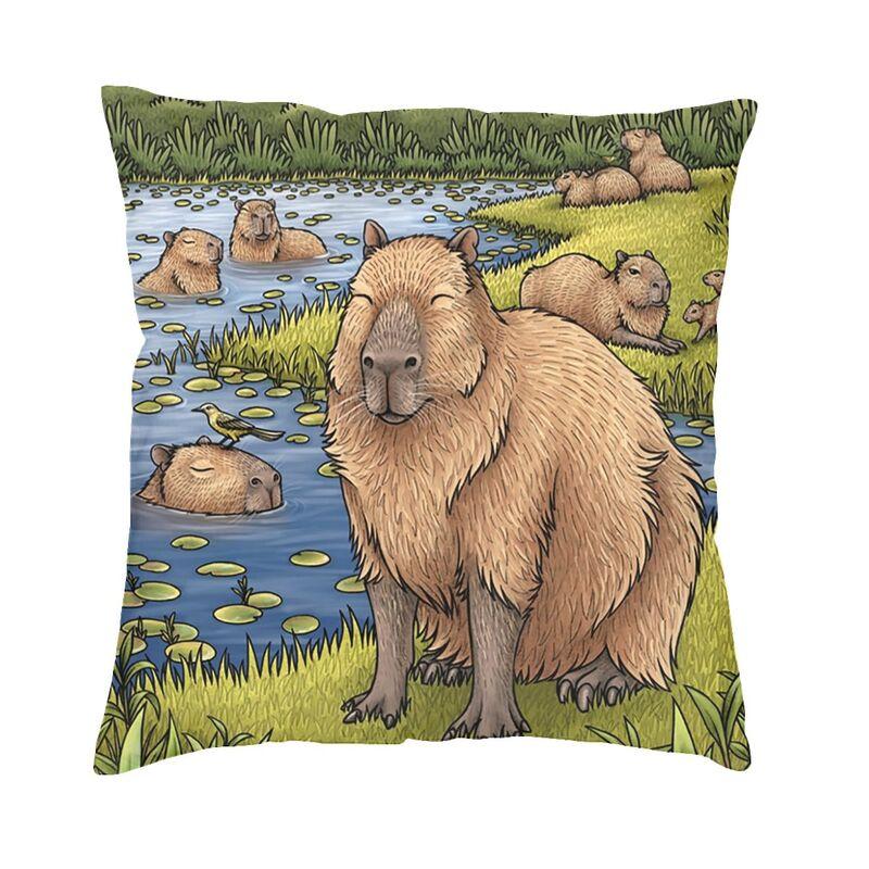Capybara Cushion Cover Two Side Printing Floor Pillow Case for Living Room Fashion Pillowcase Home Decorative