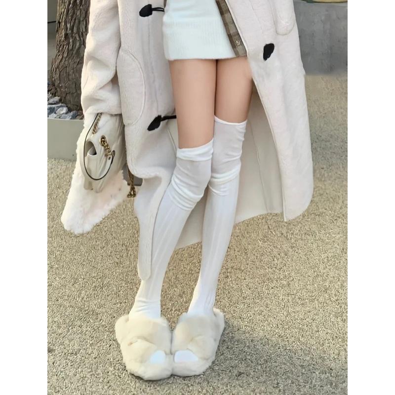 

Premium Gray Long Knee Socks Children With Boots Niche Lazy Style Solid Color Stacking Socks Internet Celebrity Pure Cotton Socks one size fits all чистий білий колір