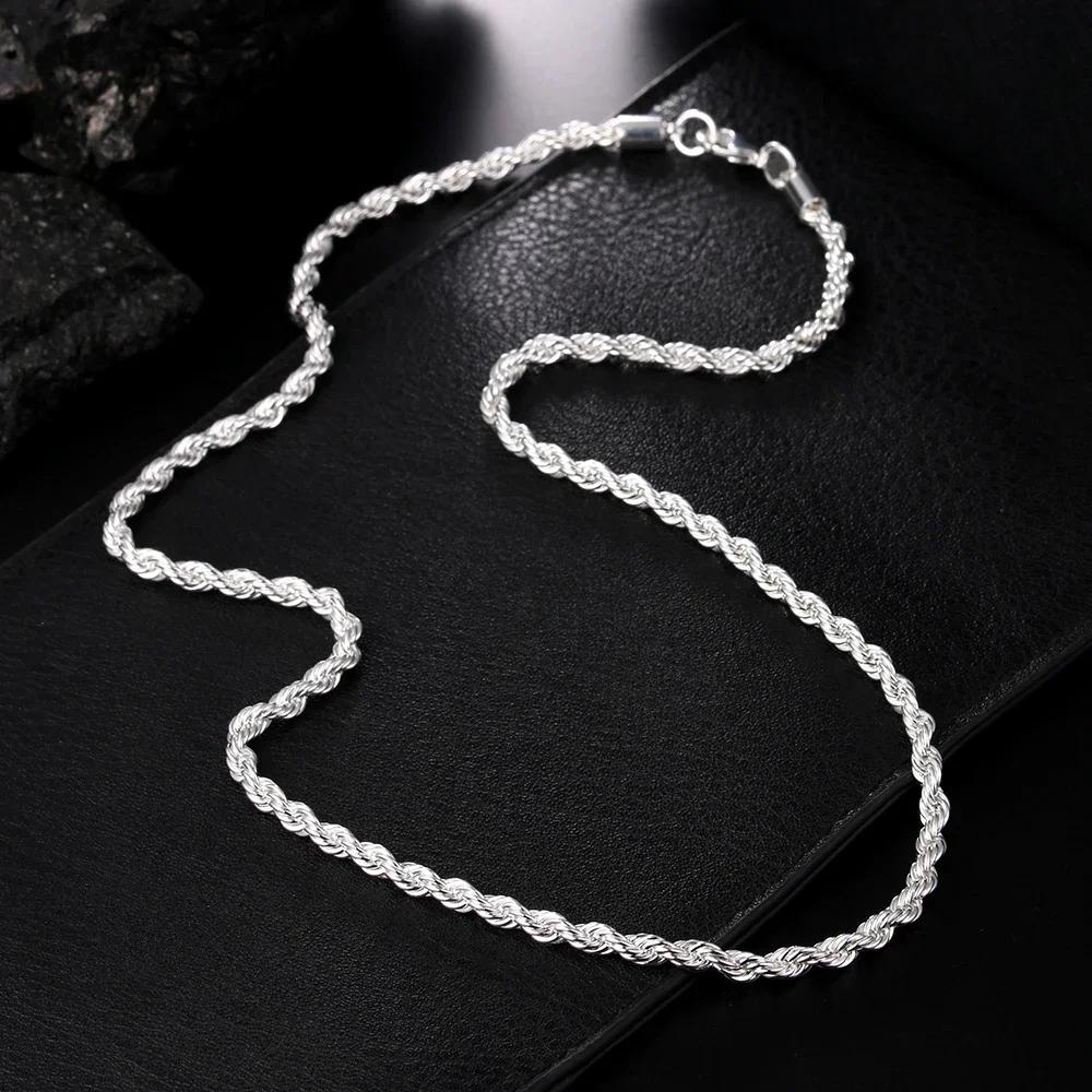 Copper 16/18/20/22/24 Inch 4mm Twisted Rope Chain Necklace For Women Man Fashion Wedding Charm Jewelry