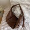 Retro Soft Leather Pleated Women's Hobos Shoulder Bags Versatile Big Capacity College Girls Crossbody Bag Casual Female Handbags