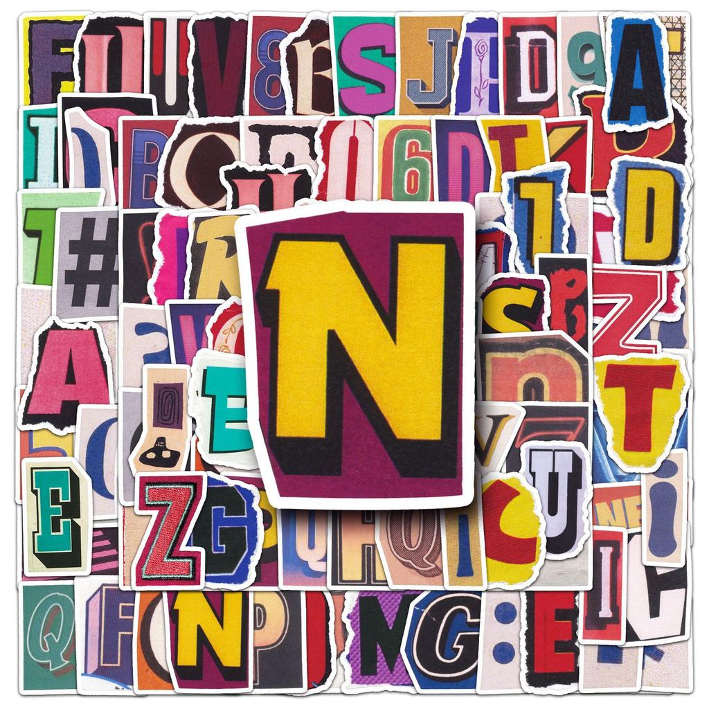 100 Old Digital Letter Stickers Personalized Retro DIY Decorative Water Cup Mobile Phone Case Manual Notebook Stickers