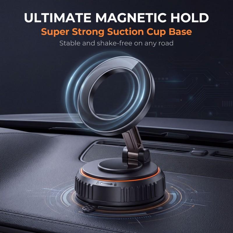 Car Phone Mount With Magnetic Vacuum Suction IPhone 360 Rotating Dashboard Holder ABS Zinc Alloy