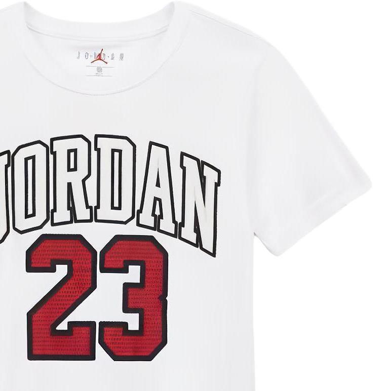 Jordan T-Shirt Letter Print Sports Casual Short Sleeve Kids Tops White DB7394-100