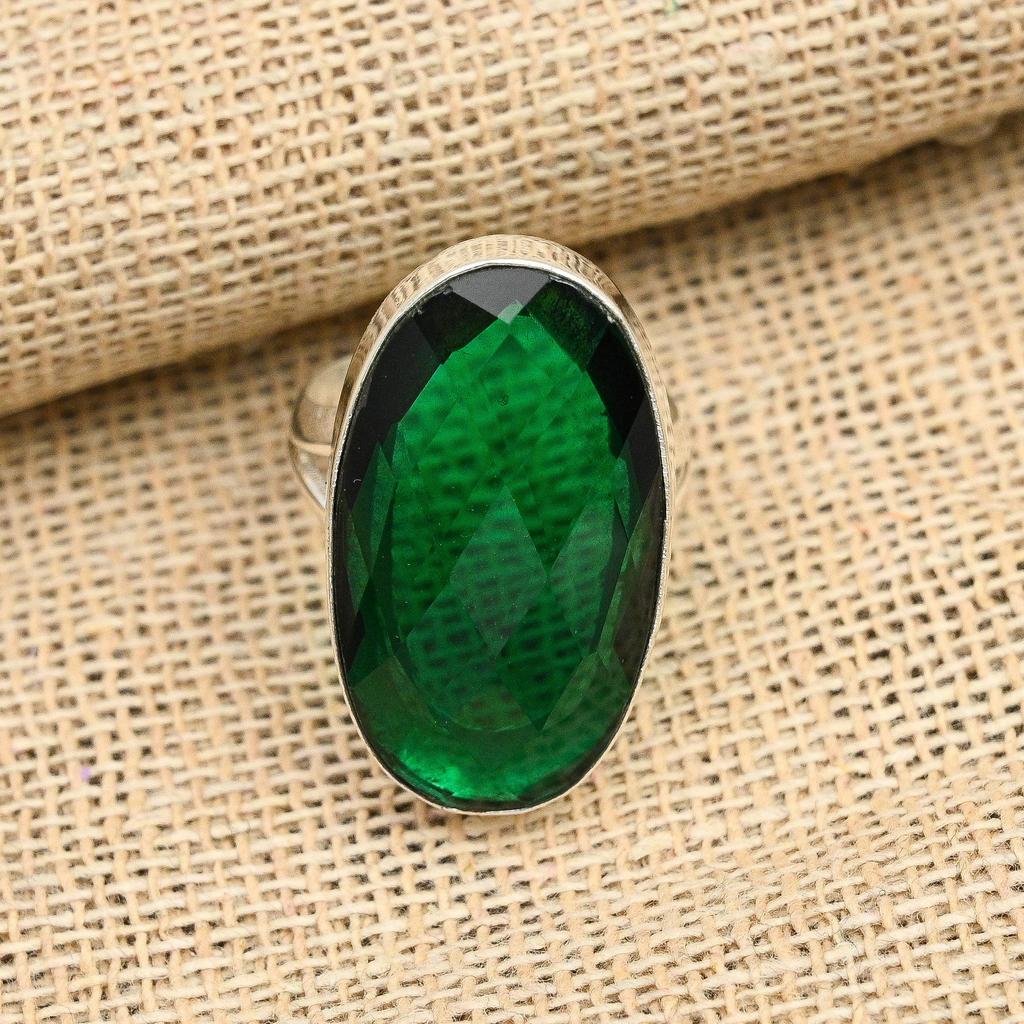 Pretty Chrome Diopside Gemstone 925 Sterling Silver Handmade Jewelry Ring For Her