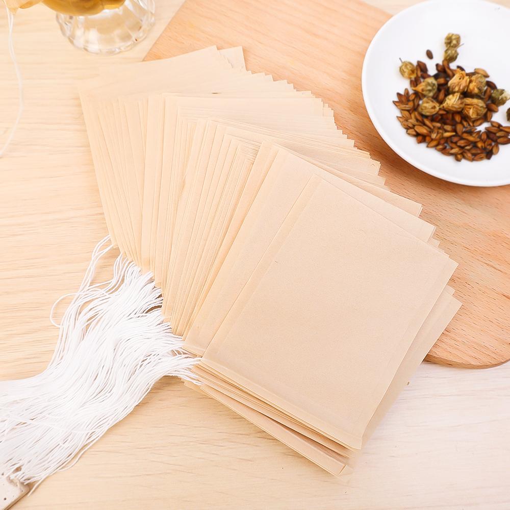 300/100Pcs Disposable TeaBags with String Household Filter Bag for Coffee Foot Bath Natural Wood Pulp Paper Spice Filters Teabag