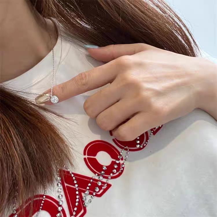 S925 Sterling Silver Square Pendant Necklace with Zirconia, Women's Light Luxury Clavicle Chain, 2025 Design.