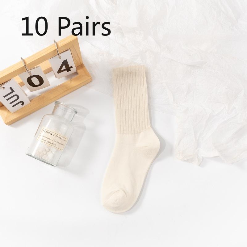 

10 пар длинных однотонных носков для женщин, модные носки на весну и осень, длинные носки, махровые носки, белые 10 pairs молочный белый